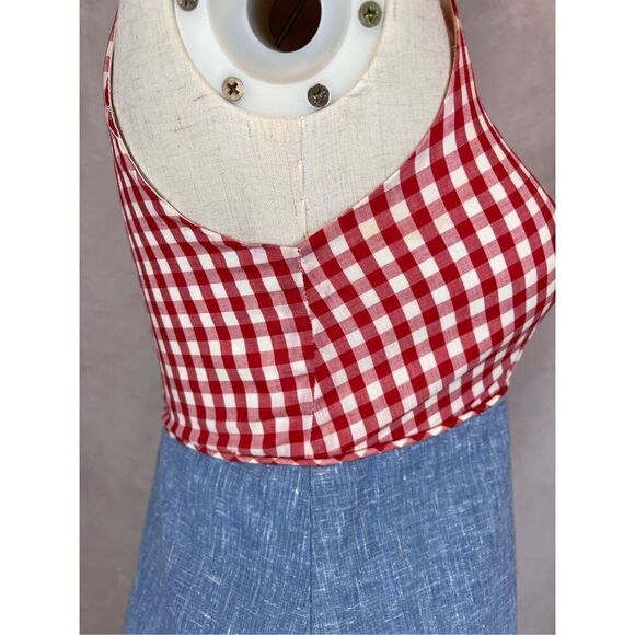 Vintage 1970s Gingham Maxi Dress Mod MCM - Picture 6 of 8